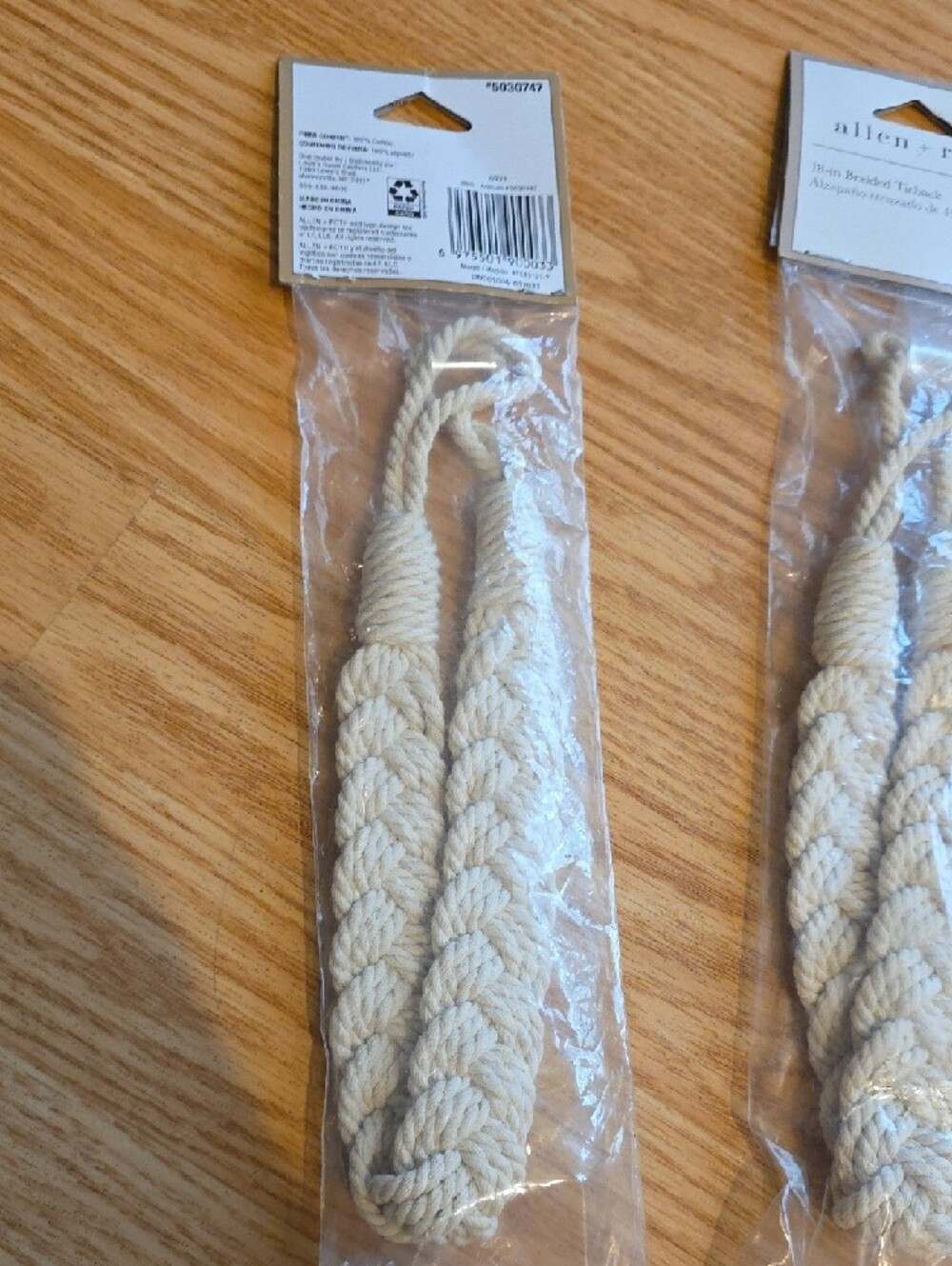 Allen + Roth Cream Braided Rope Curtain Tiebacks - Set of 4 - Picture 3 of 3